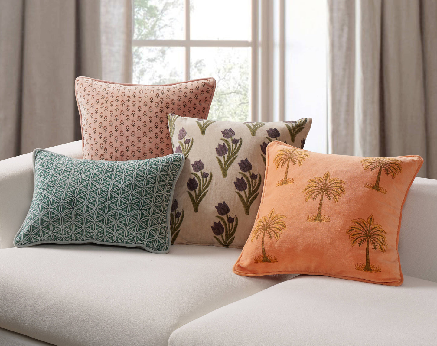 Pink Ditsy Floral Printed Pillow