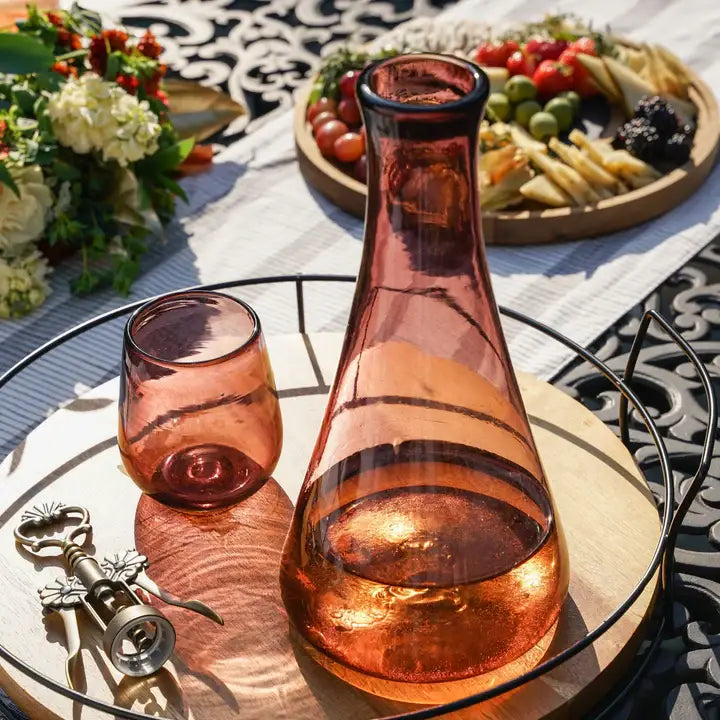 Hand-Blown Recycled Glass Wine Decanter