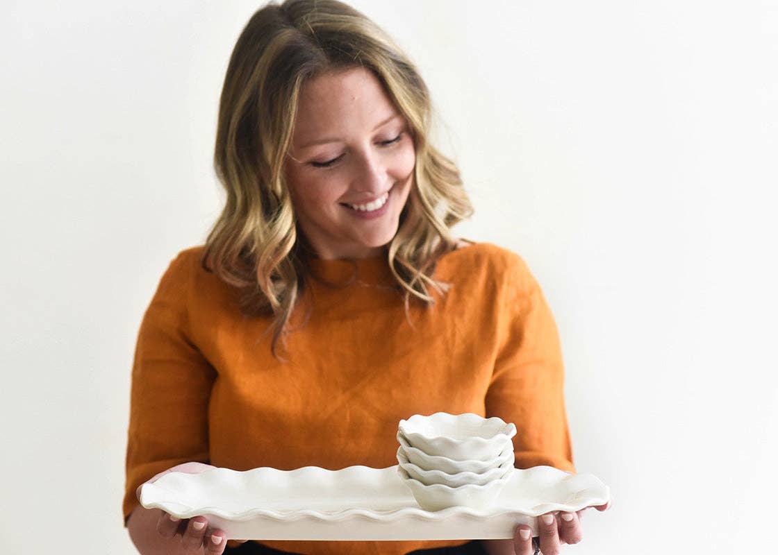 Coton Colors White Ruffle Dipping Bowl