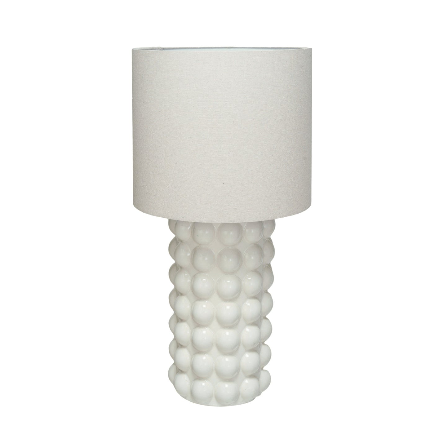 Stoneware Hobnail Table Lamp w/ Linen Shade
