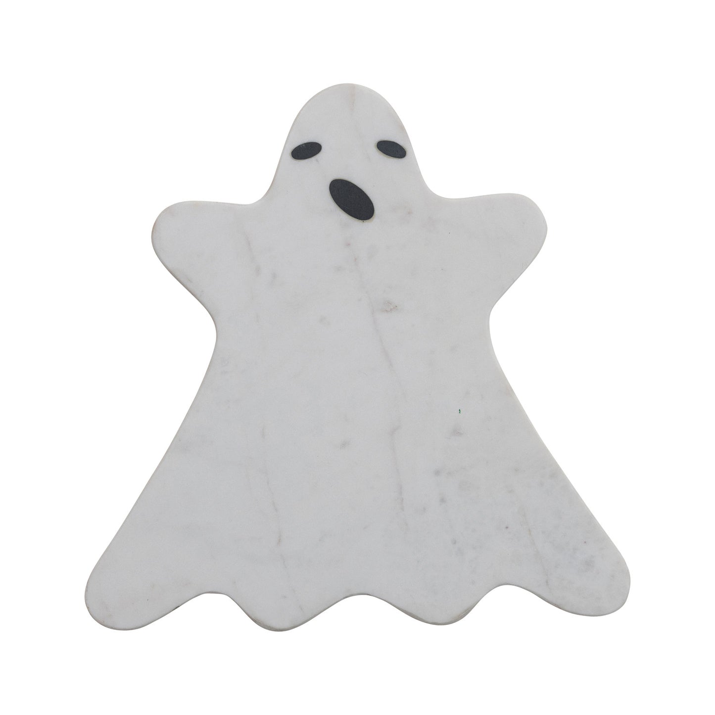 12"L x 12"W Marble Ghost Shaped Cheese/Cutting Board, White & Black