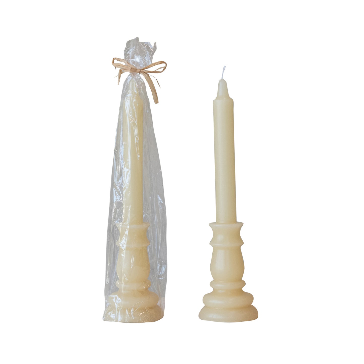 Unscented Taper in Taper Holder Shaped Candle (Est. Burn Time 18 Hours)