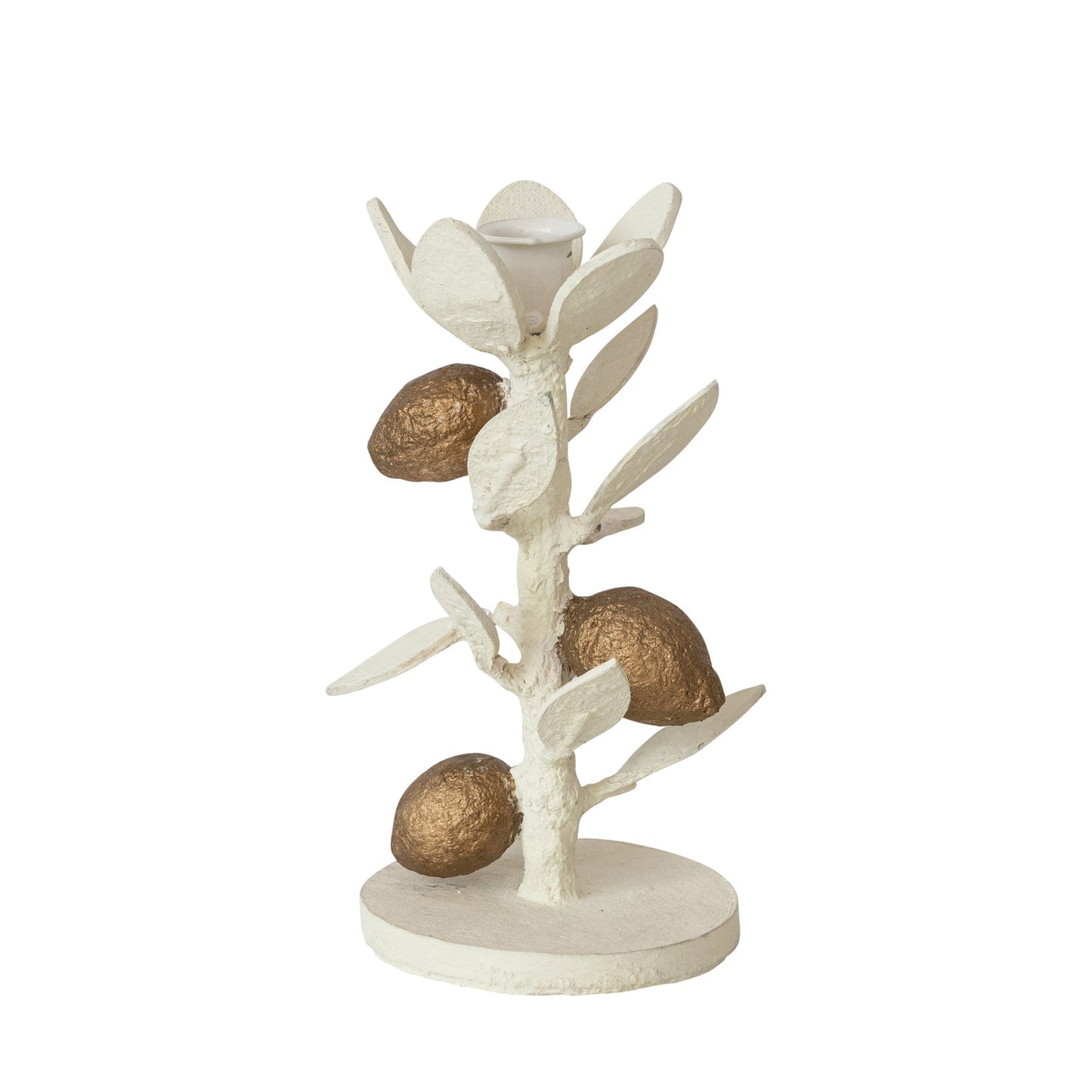 Handmade Lemons & Leaves Flower Shaped Taper Holder in Kraft Box