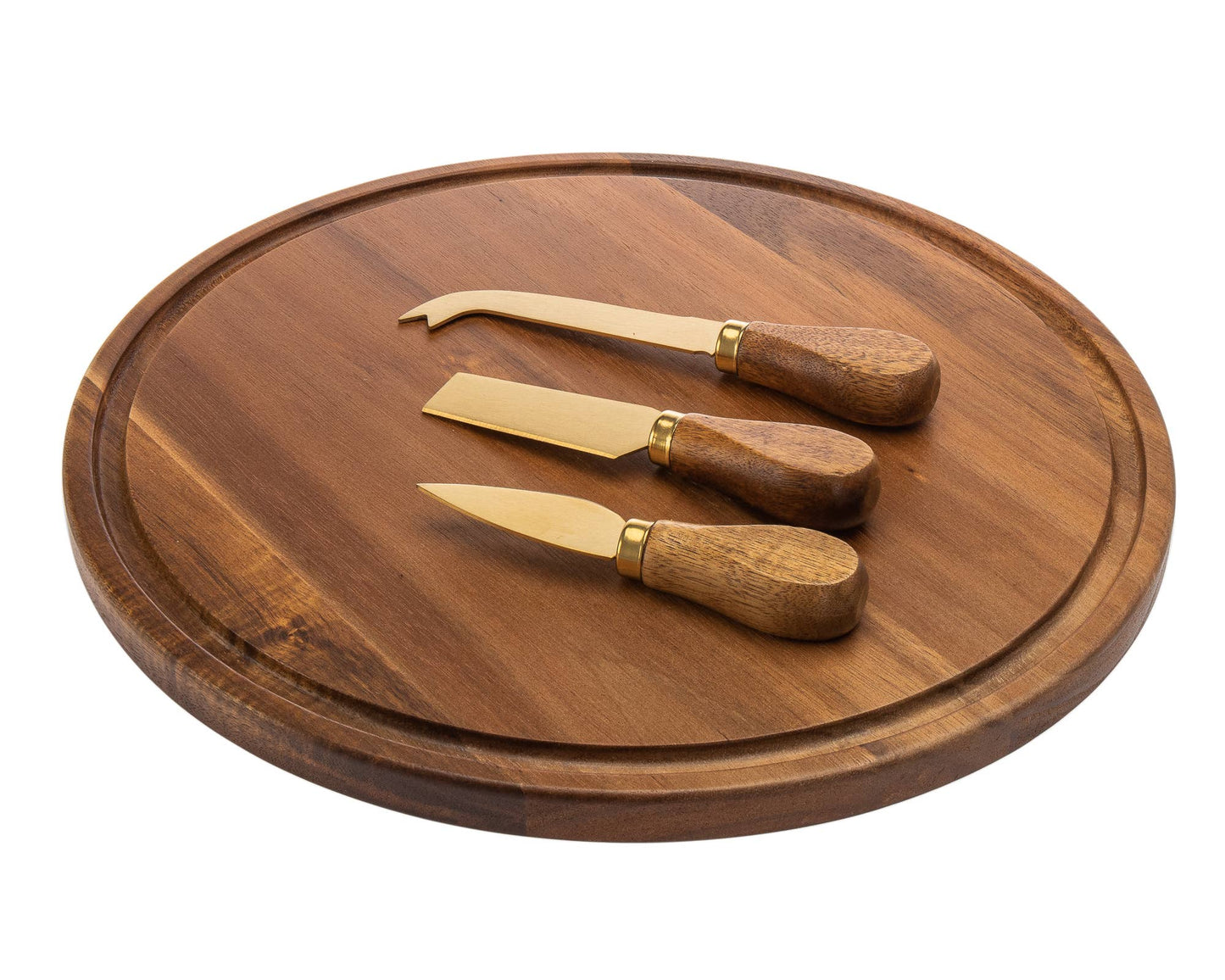 Acacia Tray with Cheese Knives