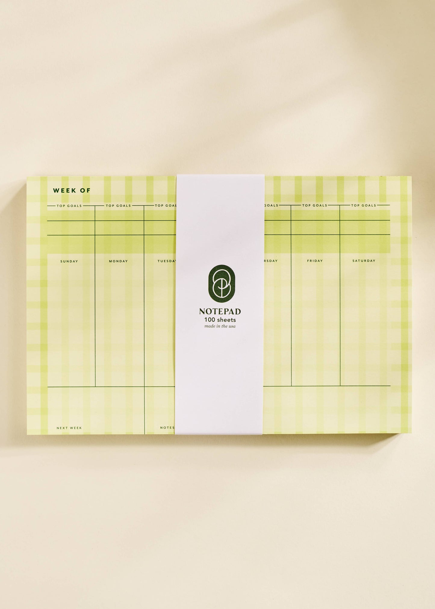 Butter Yellow Gingham Weekly Plan Notepad