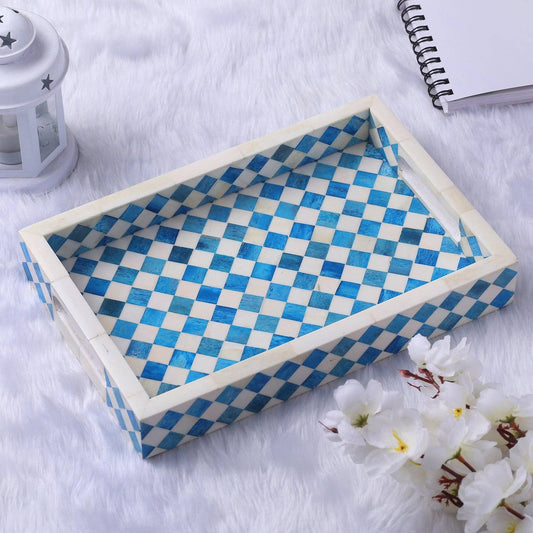 Vintage Tray Turquoise & White