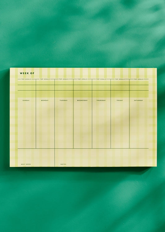 Butter Yellow Gingham Weekly Plan Notepad