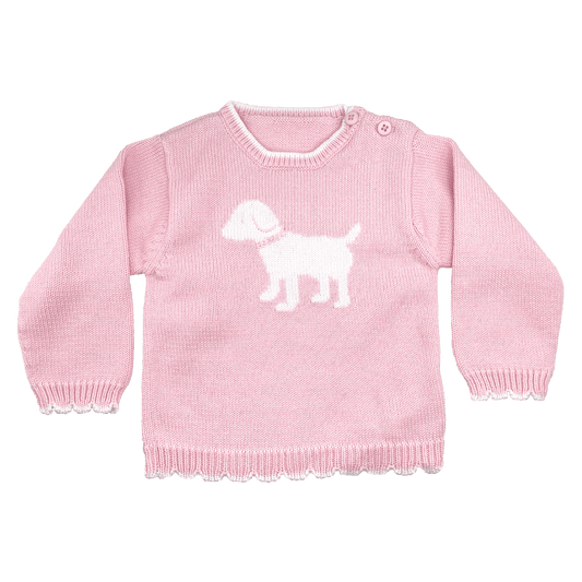 Dog Knit Sweater in Pink