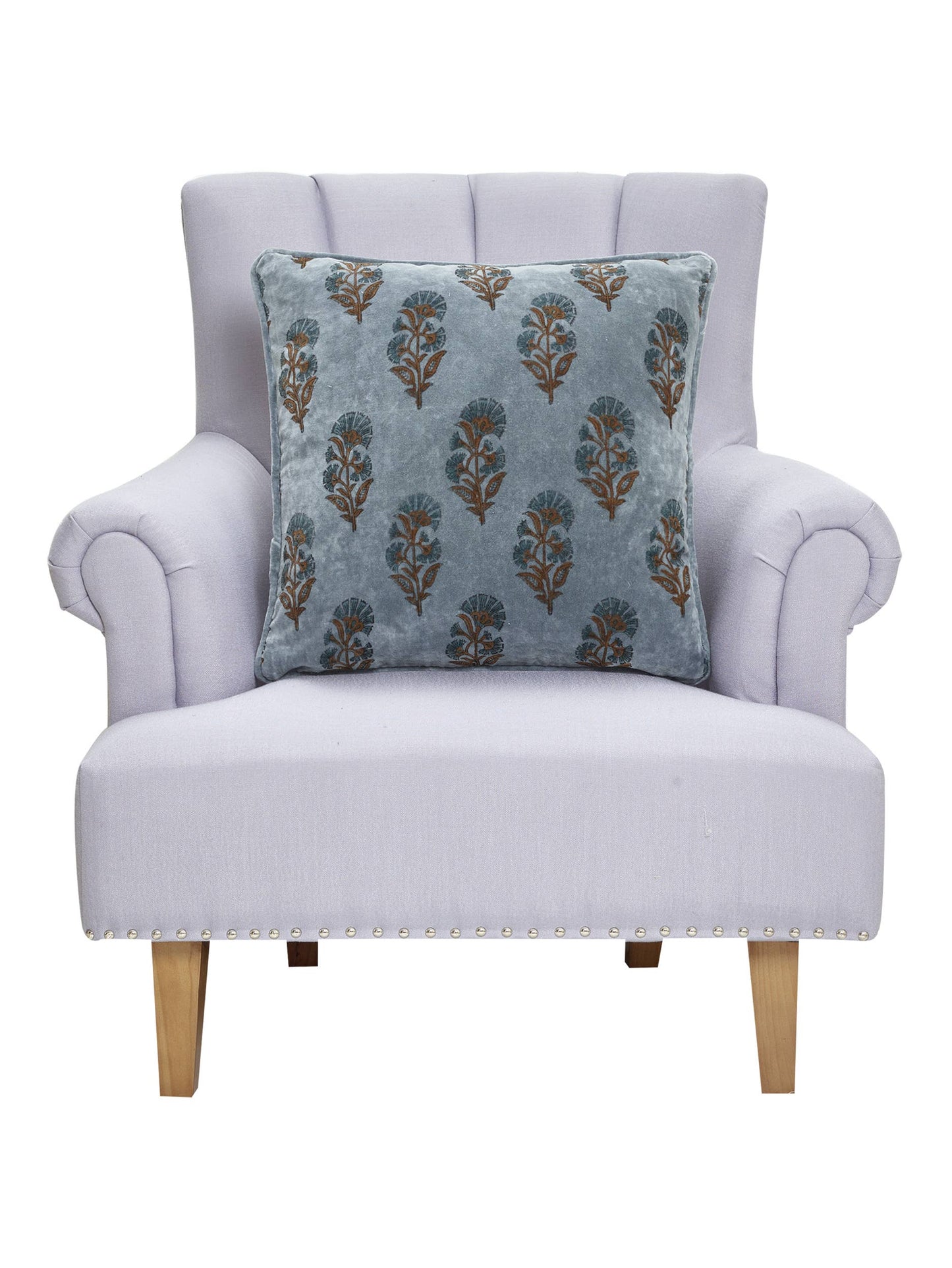 Block Print Vel Mughal Flower Pillow