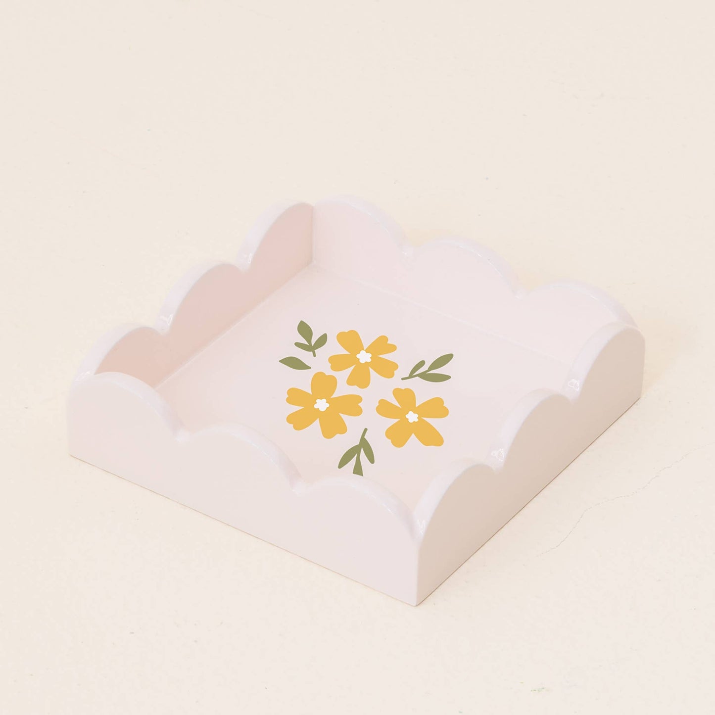 Scallop Trinket Tray-Floral Cream