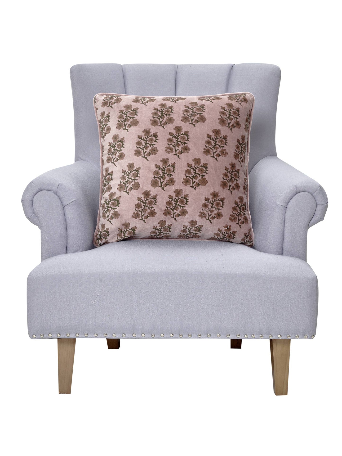Block Print Vel Lilac Flower Pillow