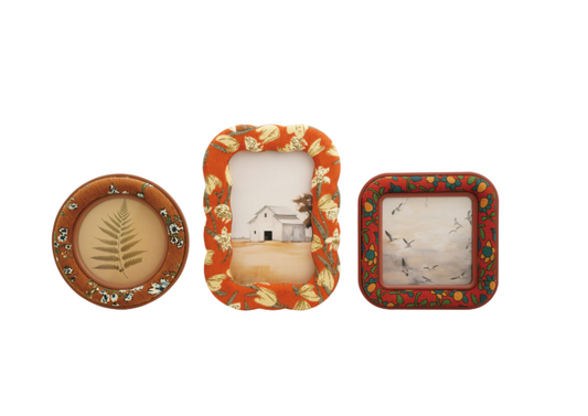 Embroidered Floral Photo Frame