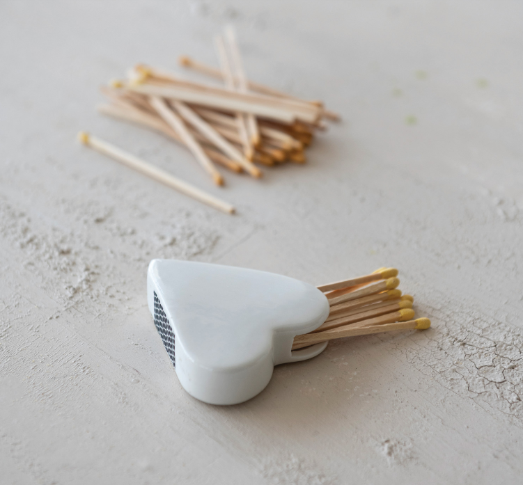 Heart Shaped Match Holder with Striker
