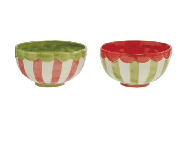 Striped Bowl with Scalloped Edge