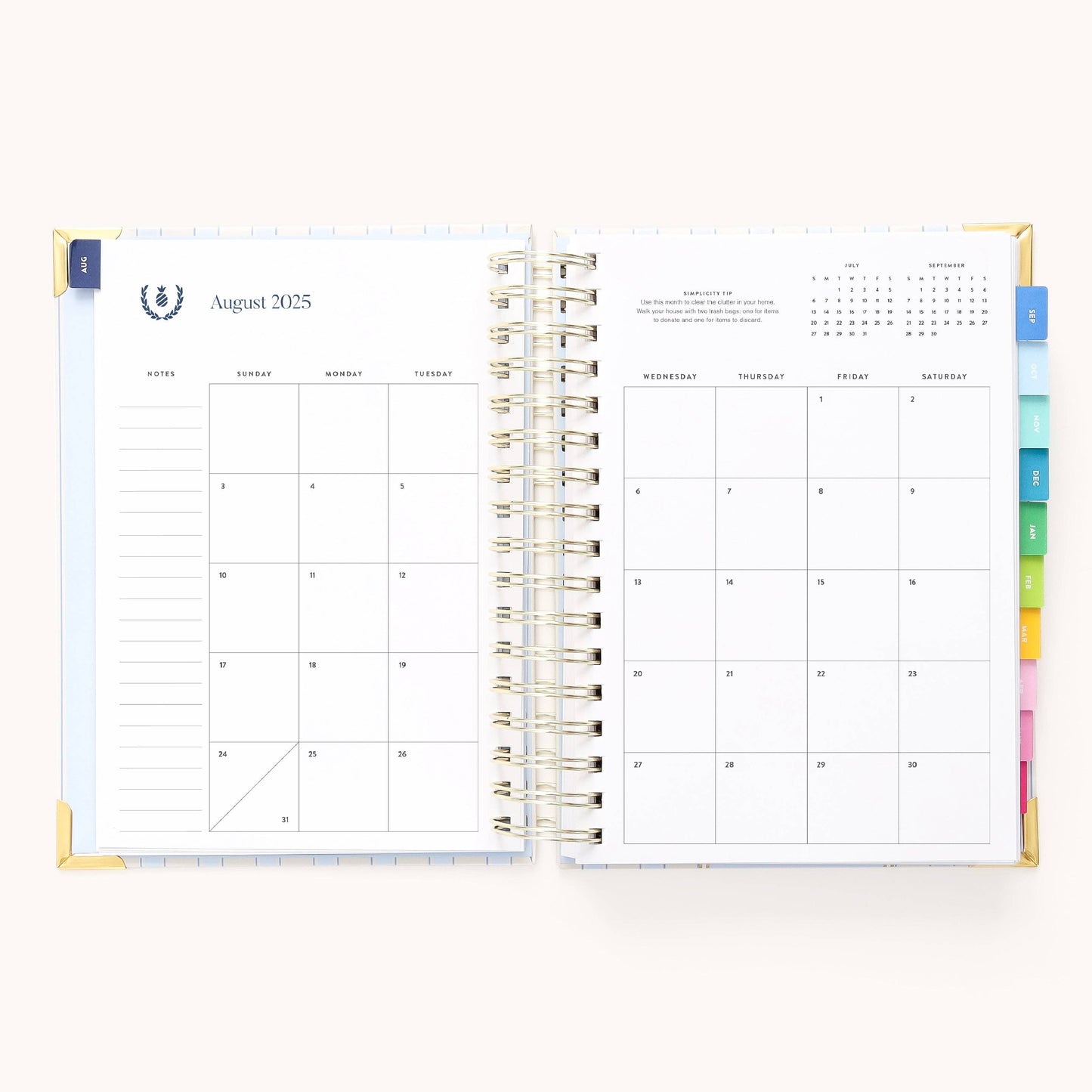 2025-2026 Spiral Daily Simplified Planner - Serene Stripe