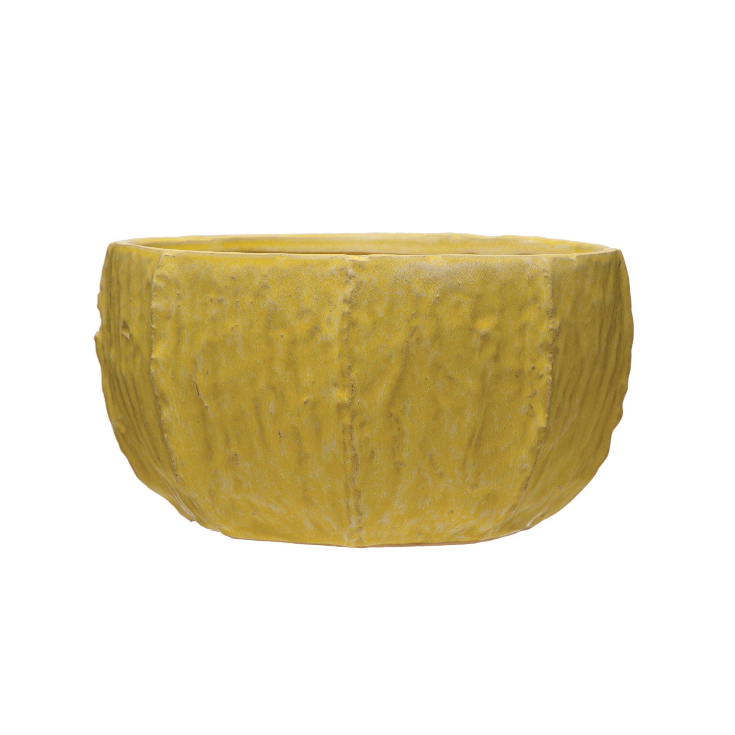 Stoneware Planter, Reactive Glaze, Matte Yellow (Each One Will Vary)