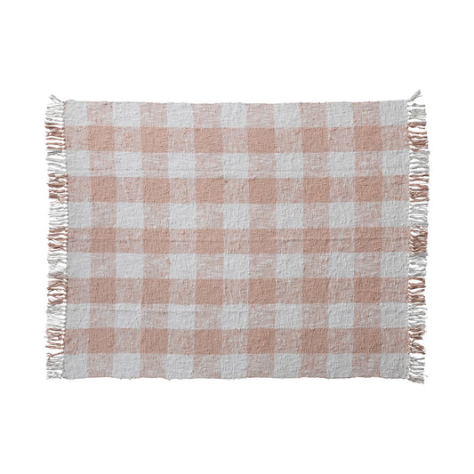 Hand-Woven Cotton Throw w/ Fringe