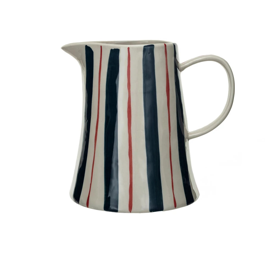 Hand-Painted Striped Pitcher
