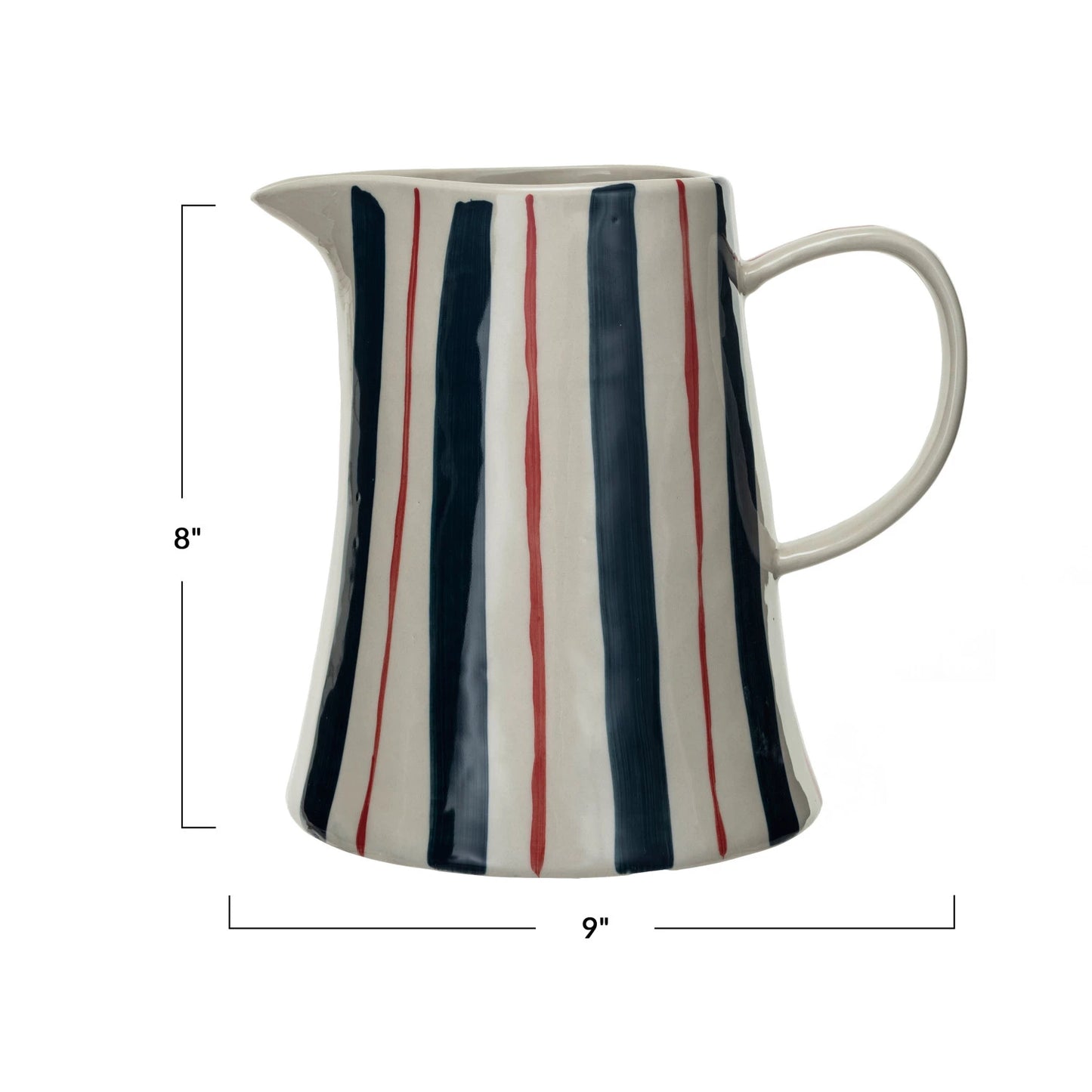 Hand-Painted Striped Pitcher