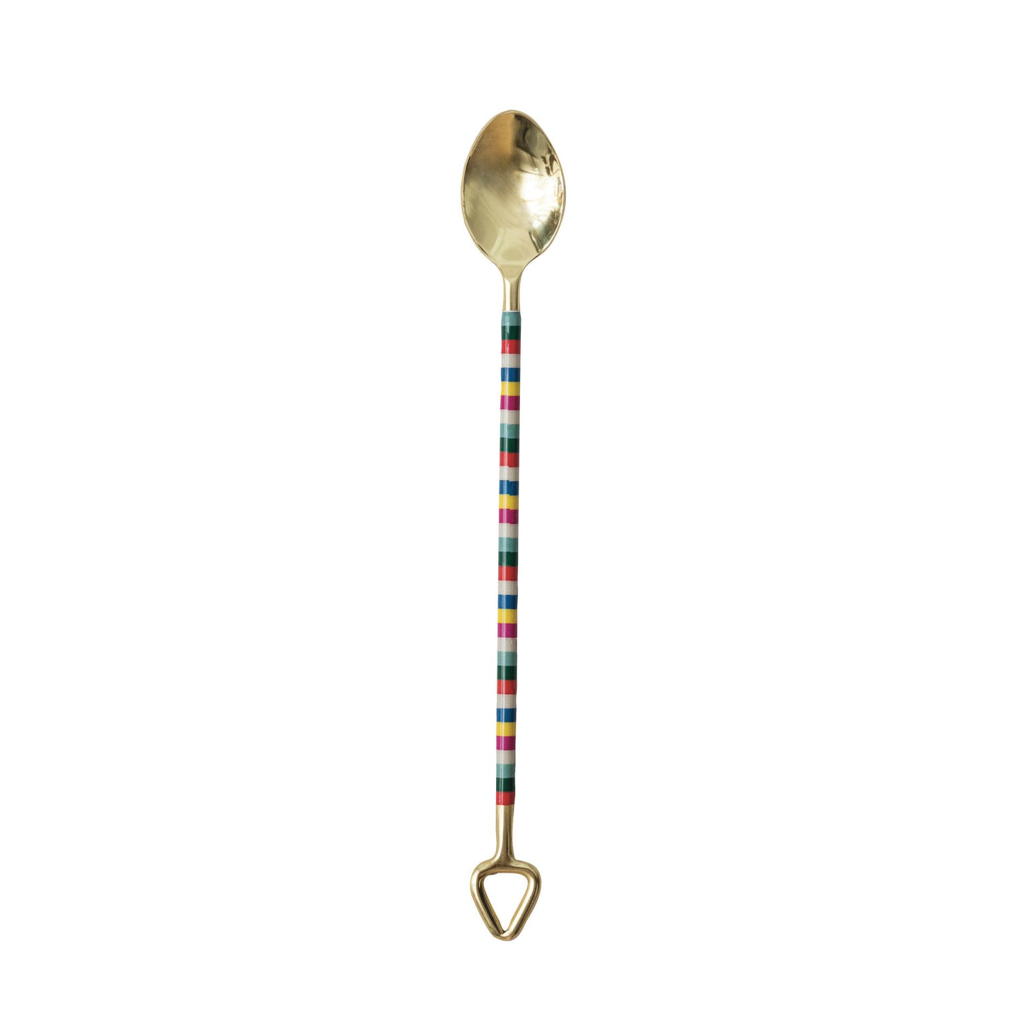 Stainless Steel Cocktail Spoon w/ Striped Handle