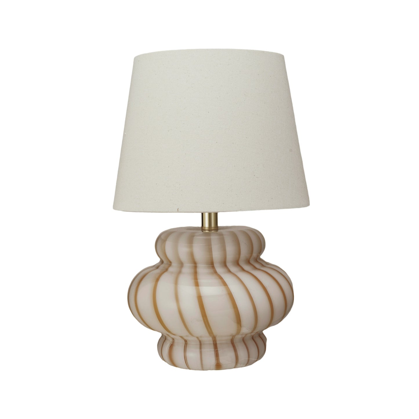 Hand-Blown Art Glass Table Lamp w/ Stripes, Linen Shade & Inline Switch