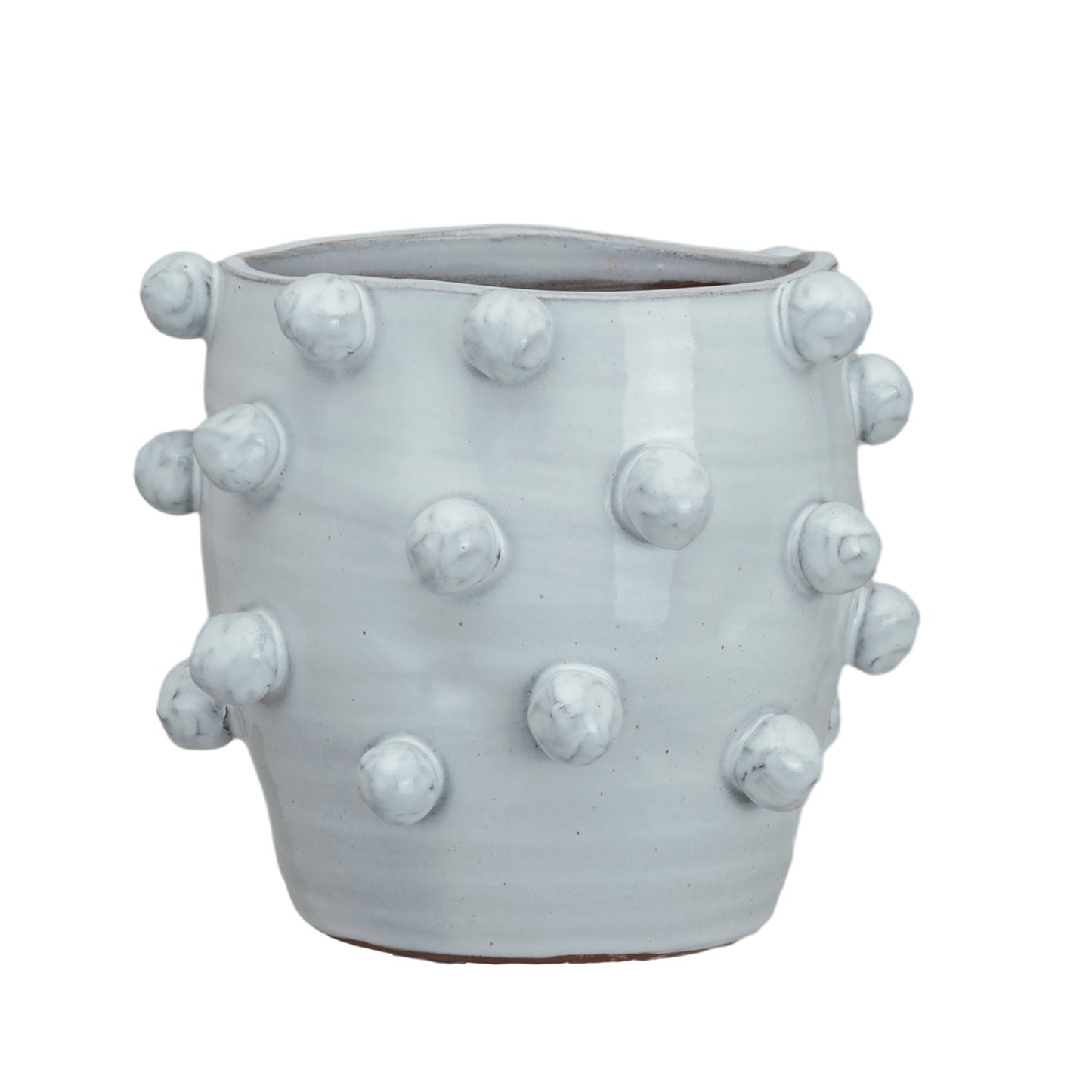 Handmade Hobnail Terra-cotta Planter, White (Holds 7" Pot)