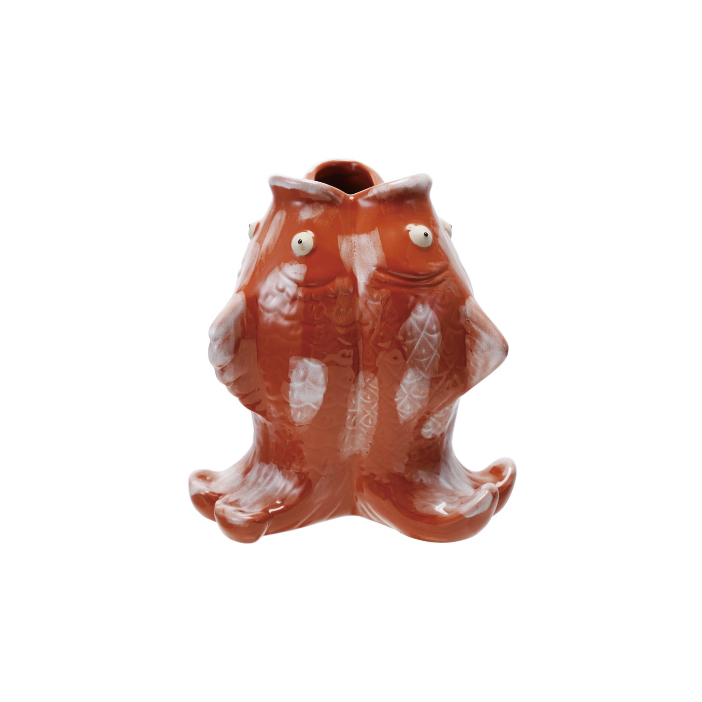 Stoneware Koi Fish Shaped Vase, Reactive Glaze (Each One Will Vary)