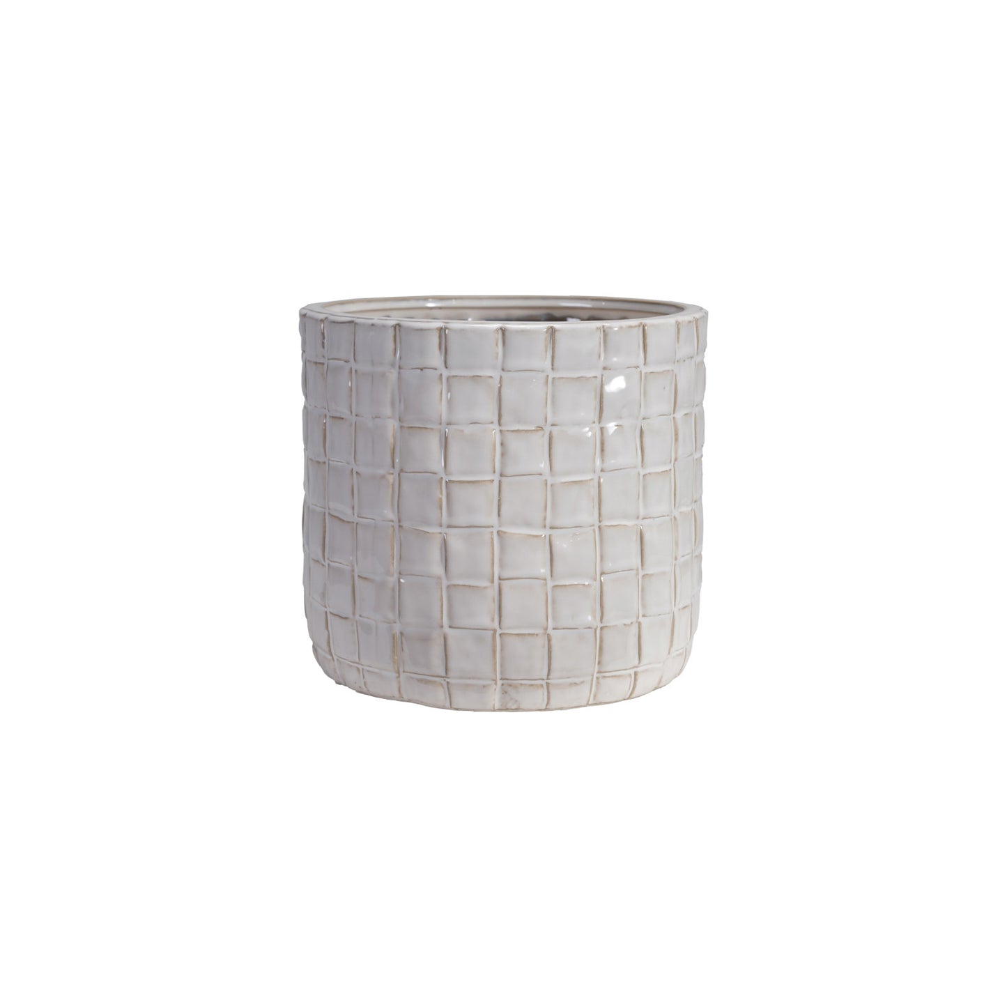 Stoneware Planter with Woven Pattern (Holds 7" Pot) (Each Varies)
