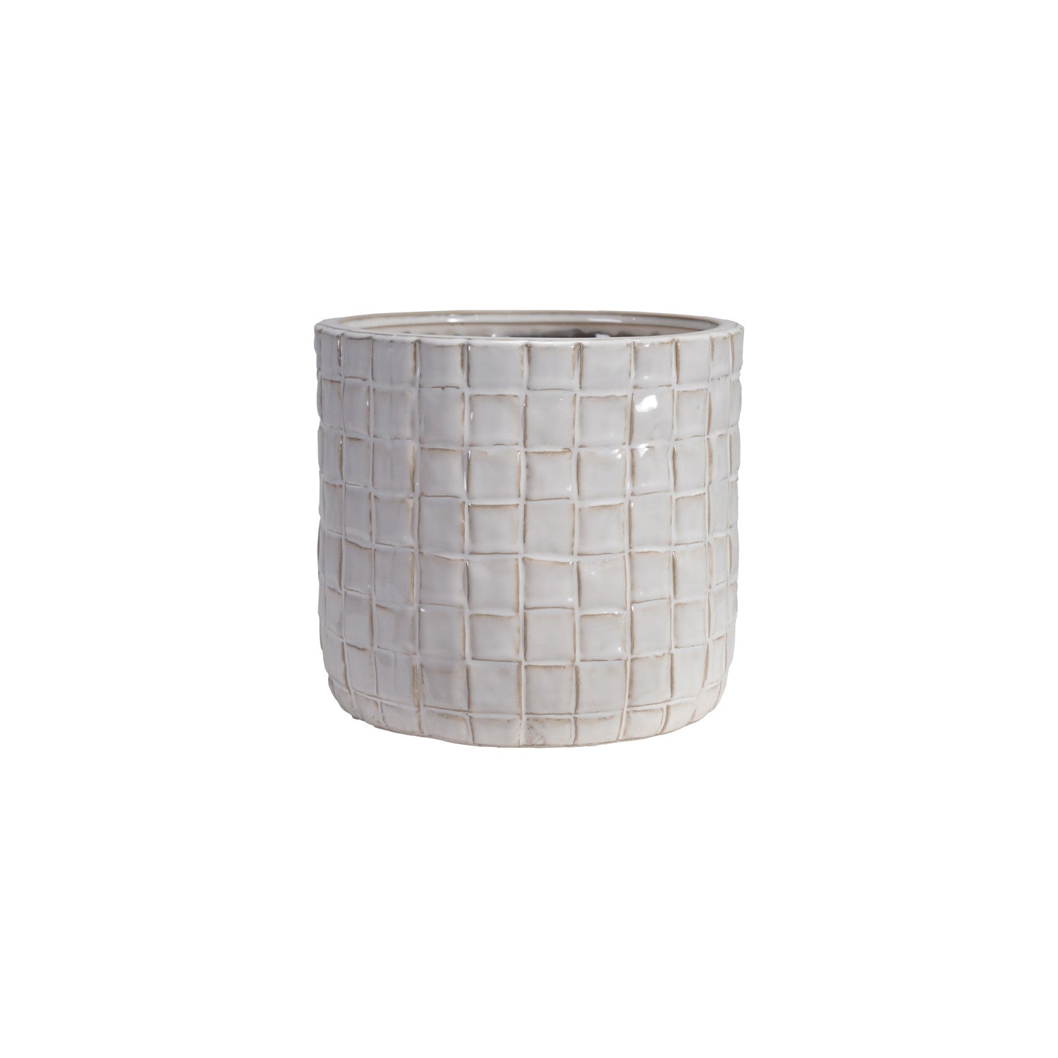 Stoneware Planter with Woven Pattern (Holds 7" Pot) (Each Varies)