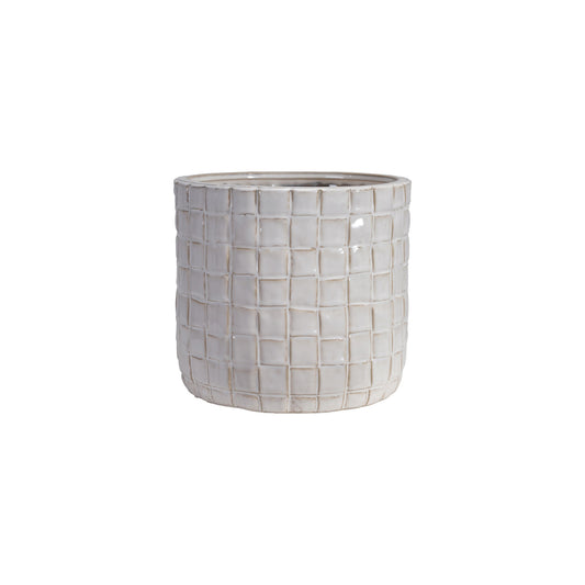 Stoneware Planter with Woven Pattern (Holds 7" Pot) (Each Varies)