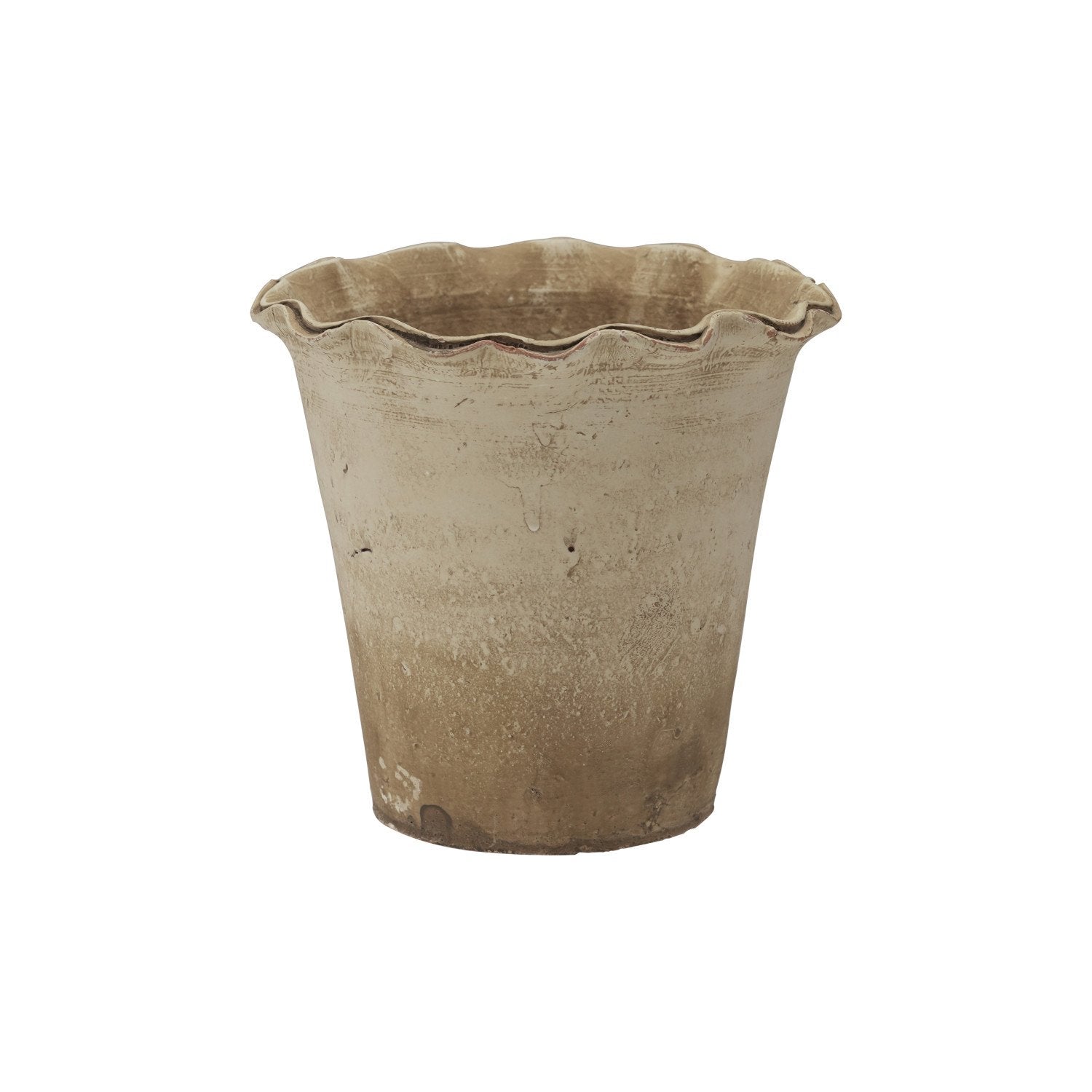 Terra-cotta Planter w/ Ruffled Edge, Distressed Finish, Natural (Holds 5" Pot)