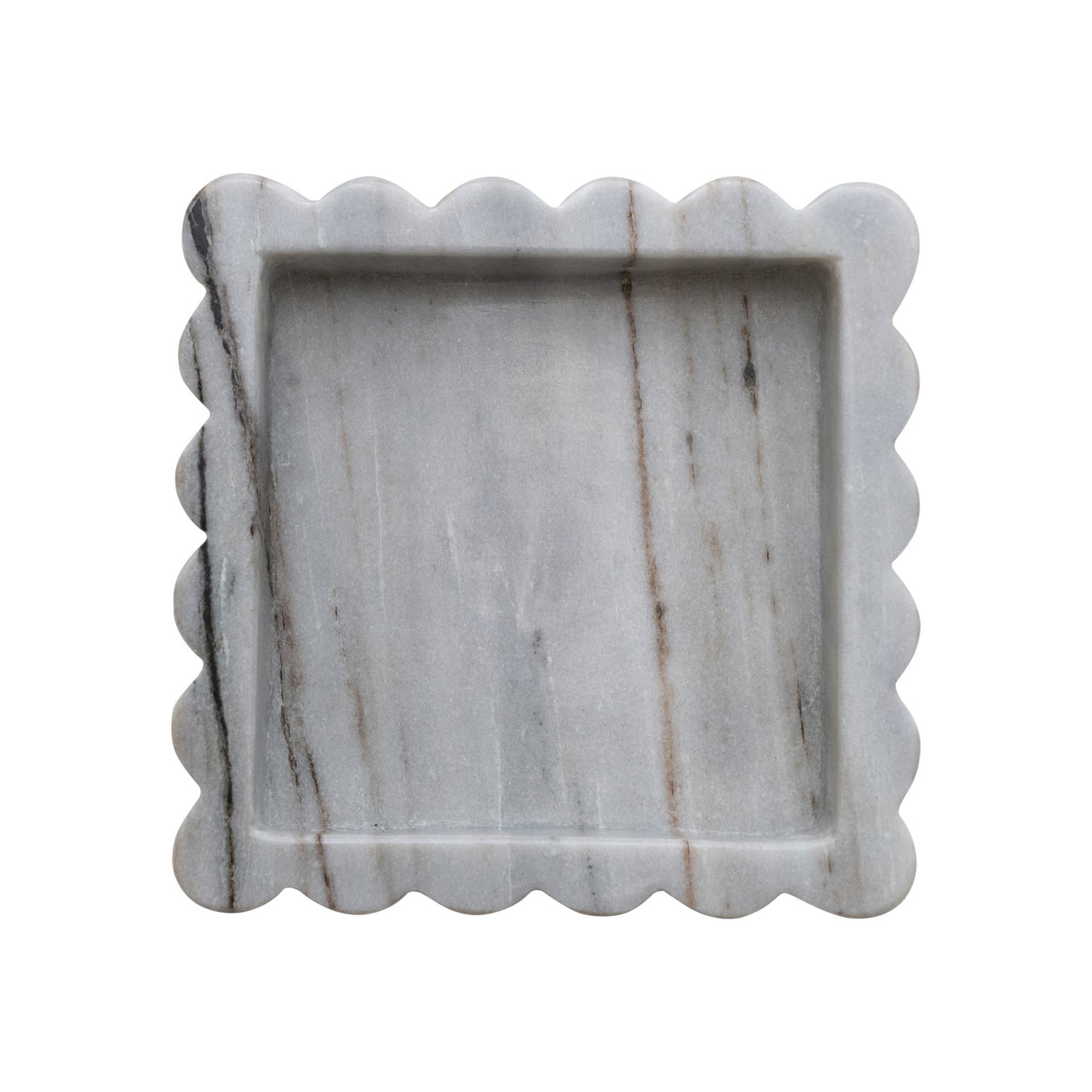 Marble Scalloped Tray, Grey Melange (Each One Will Vary)