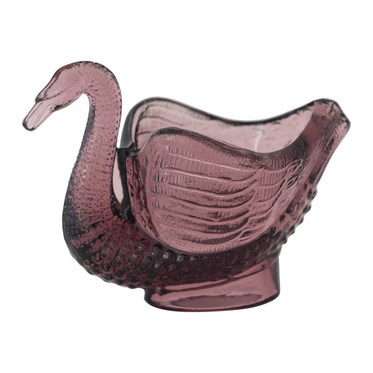 Recycled Glass Swan Shaped Dish/Spoon Holder, Purple