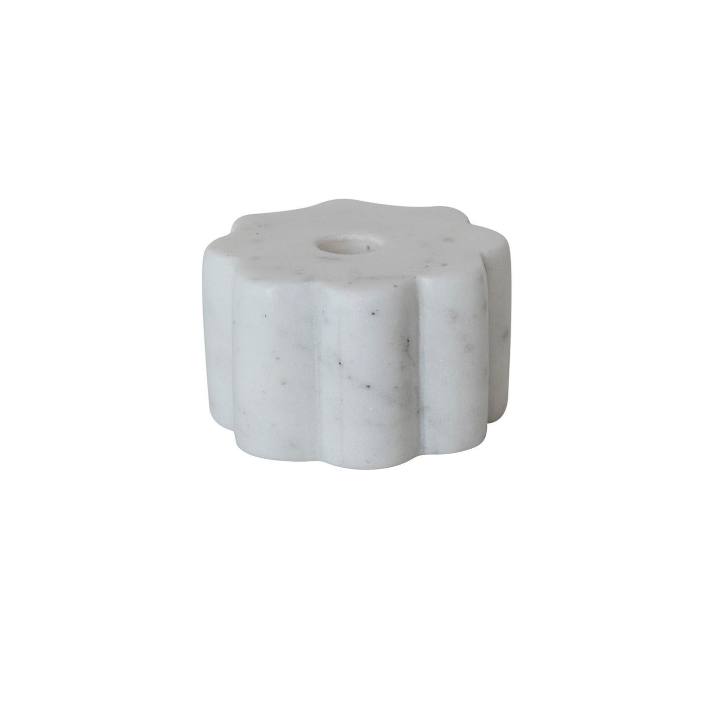 Marble Scalloped Taper Holder, White (Holds 1/2" Taper)