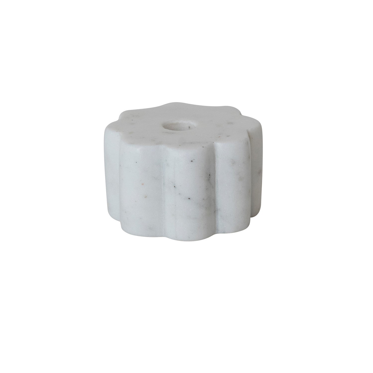 Marble Scalloped Taper Holder, White (Holds 1/2" Taper)