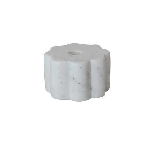 Marble Scalloped Taper Holder, White (Holds 1/2" Taper)