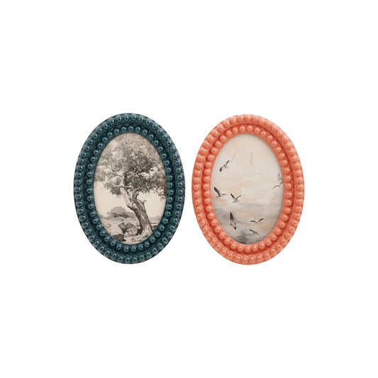 Oval Resin Bobbin Photo Frame, 2 Colors (Holds 4" x 6" Photo) (Hangs or Sits)