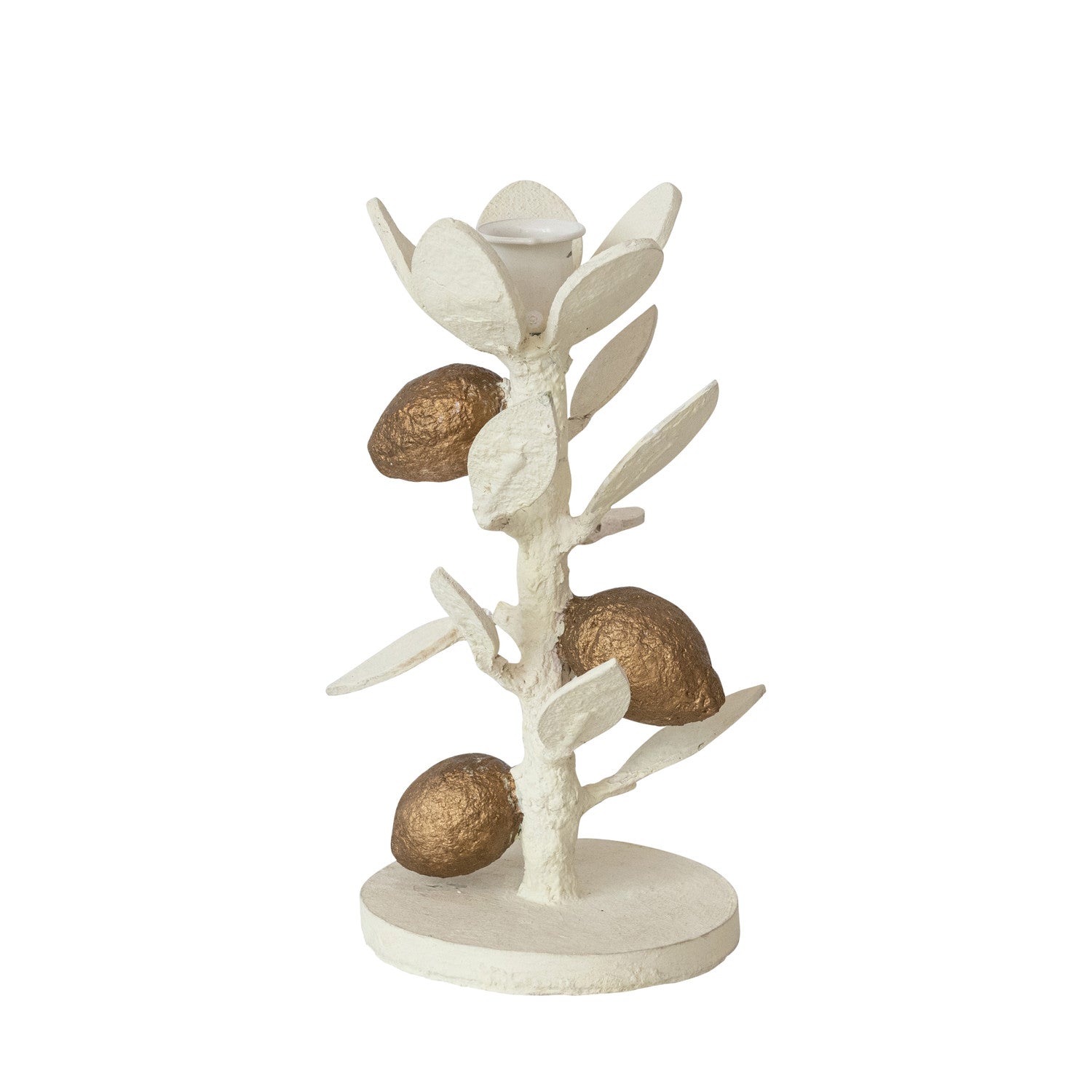 Handmade Lemons & Leaves Flower Shaped Taper Holder in Kraft Box