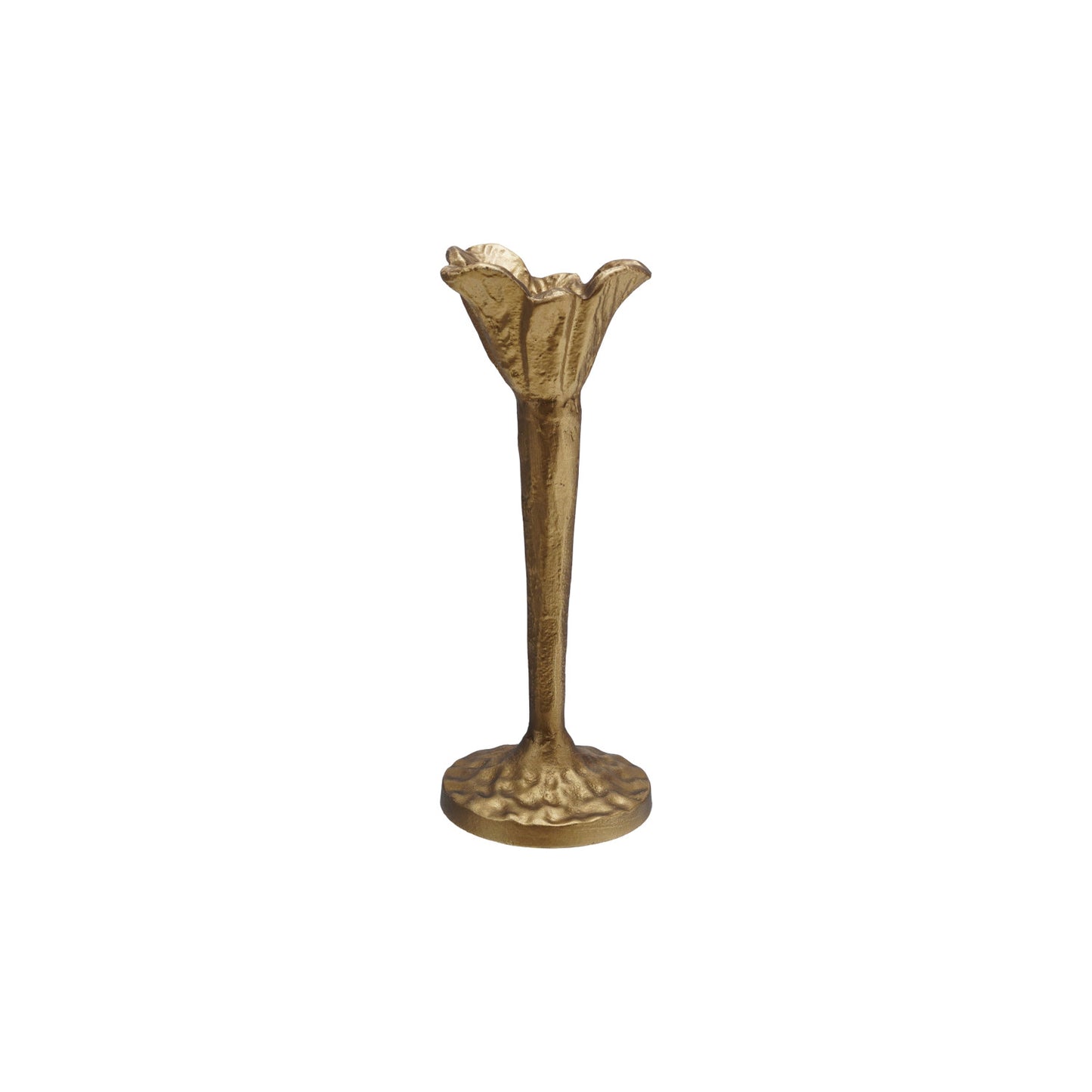 Cast Iron Flower Shaped Taper Holder, Antique Gold Finish