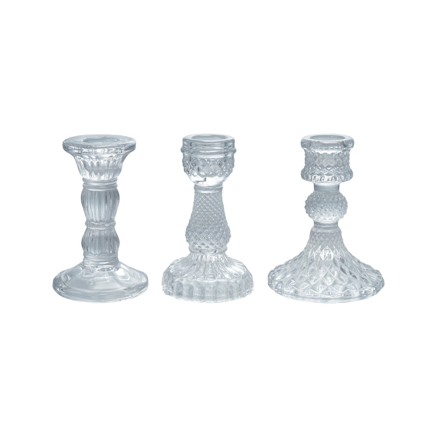 Pressed Glass Taper Holder, 3 Styles