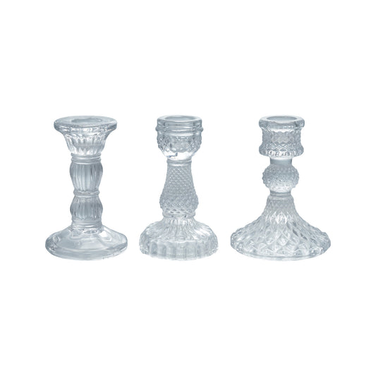 Pressed Glass Taper Holder, 3 Styles