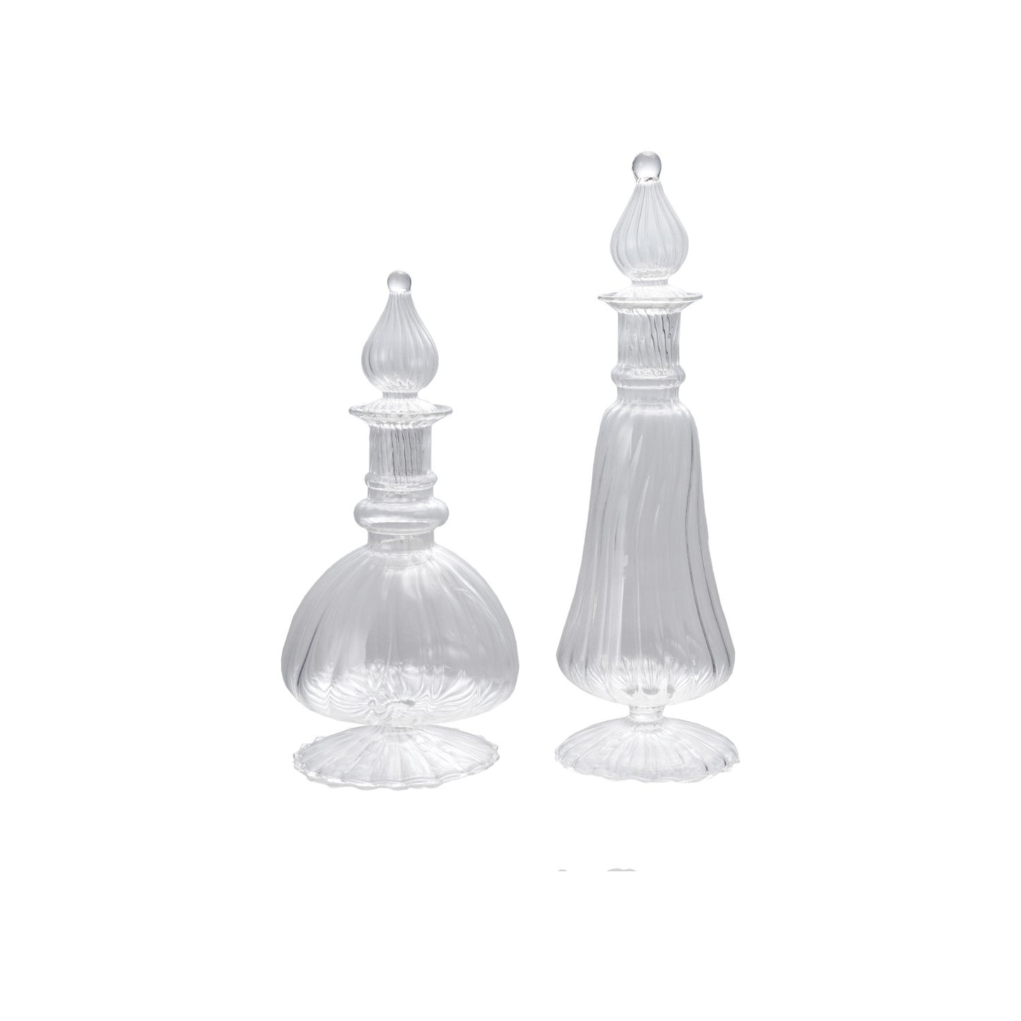 16 oz./22 oz. Blown Glass Ribbed Decanter with Stopper, 2 Styles