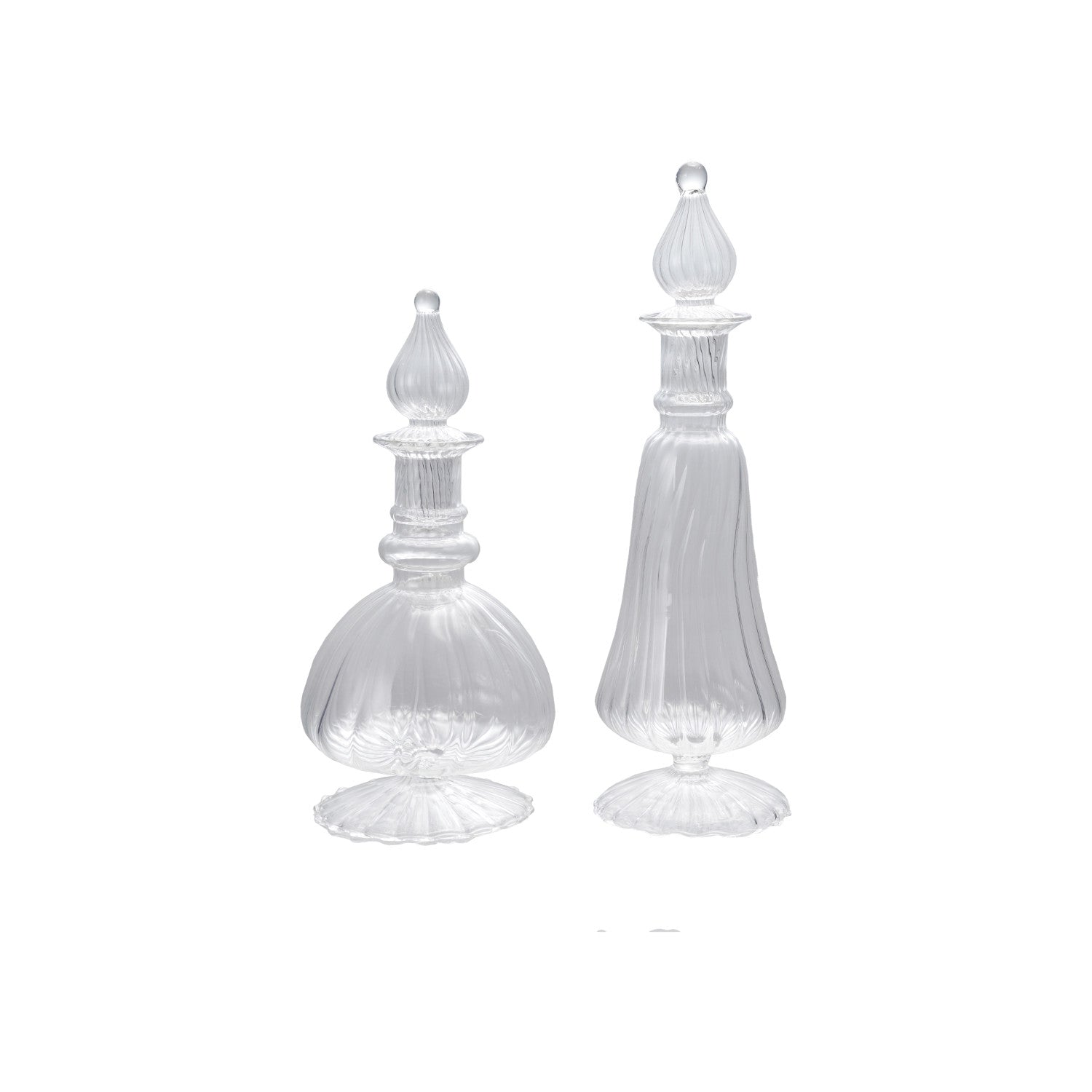 16 oz./22 oz. Blown Glass Ribbed Decanter with Stopper, 2 Styles